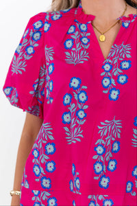 From The Outside Looking In Fuchsia Floral Blouse