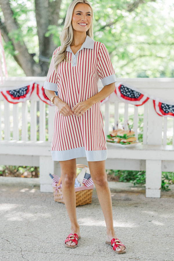 Make Your Day Red Striped Dress, Small - The Mint Julep Boutique
