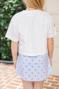 Girls: The Alyson Bow White And Red Tee