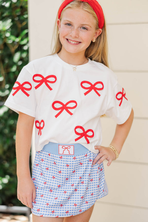 Girls: The Alyson Bow White And Red Tee