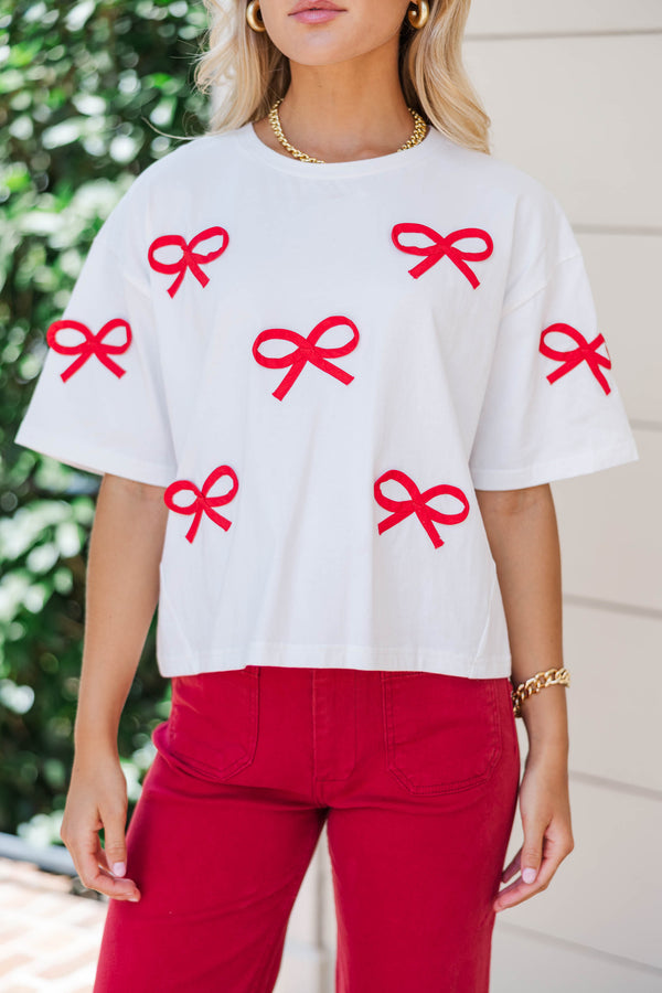 The Wardrobe Must White And Red Bow Tee