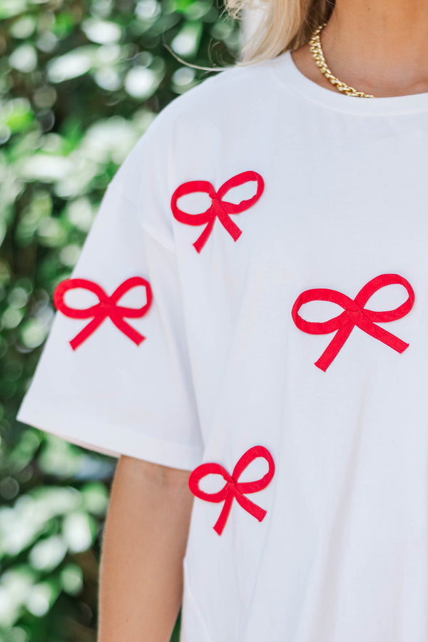 The Wardrobe Must White And Red Bow Tee