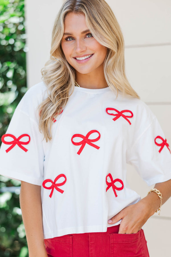 The Wardrobe Must White And Red Bow Tee