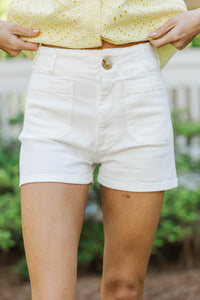 At A Moment’s Notice White Shorts