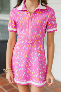 Girls: On The Run Pink Abstract Tennis Dress