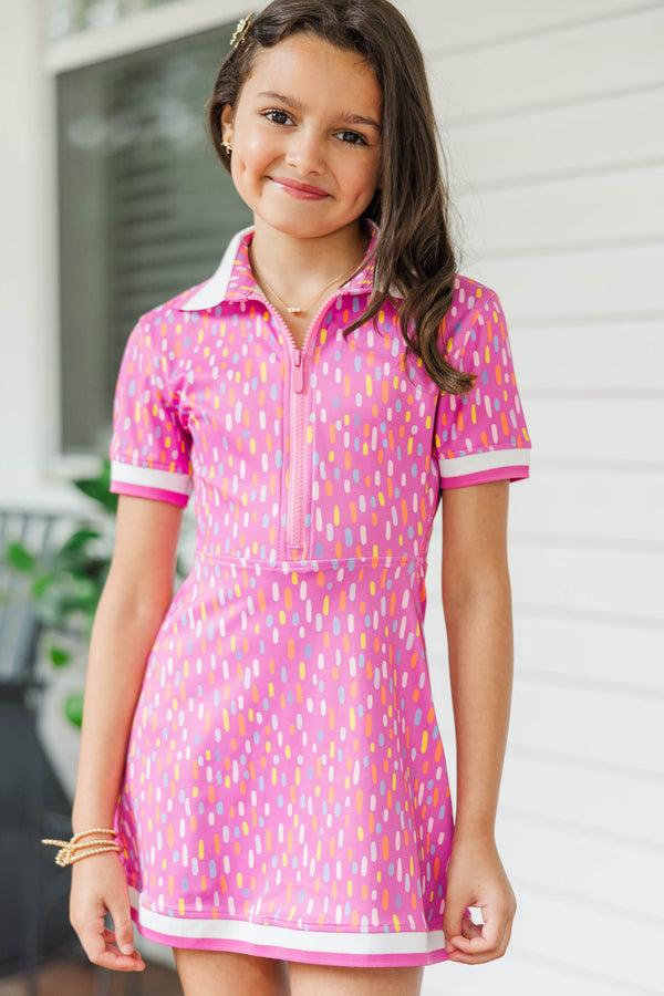 Girls: On The Run Pink Abstract Tennis Dress