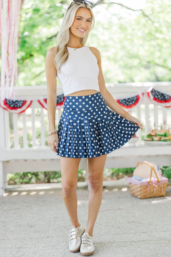 The Sadie Navy Polka Dot Skort