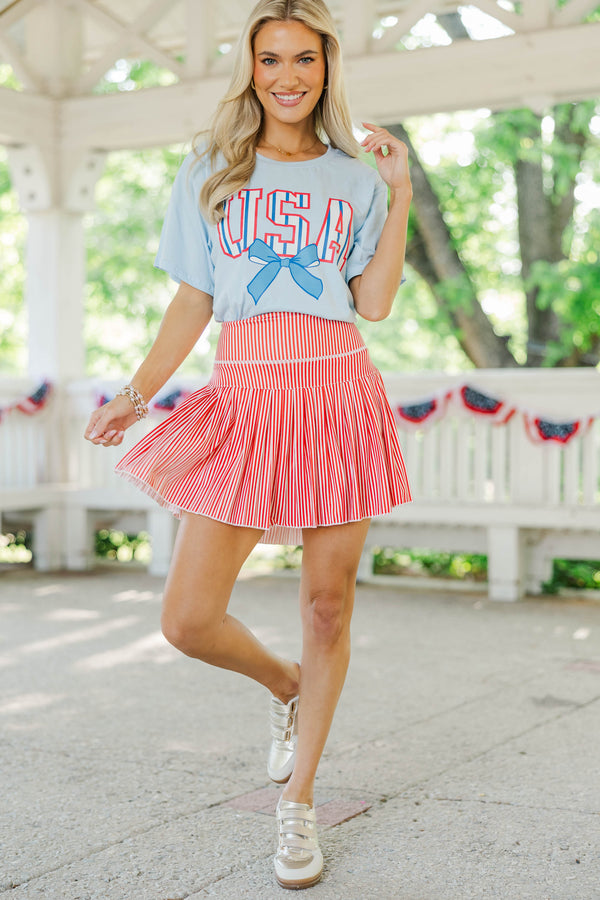 The Sadie Red Striped Skort
