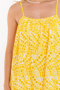 For The Long Run Yellow Eyelet Midi Dress