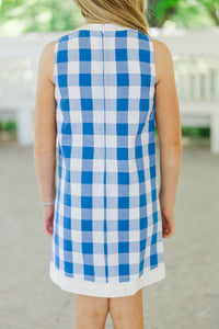 Girls: High Style Royal Blue Medallion Shift Dress