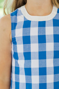Girls: High Style Royal Blue Medallion Shift Dress