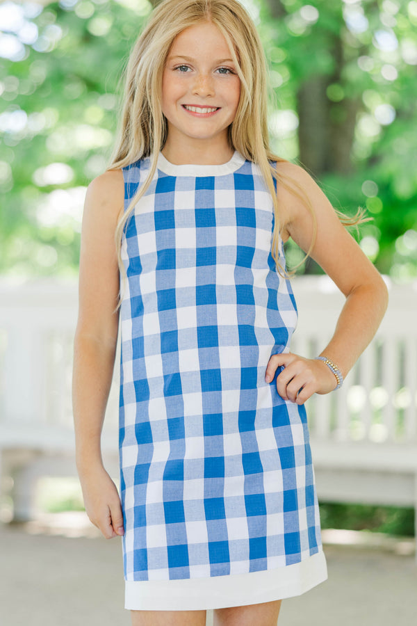 Girls: High Style Royal Blue Medallion Shift Dress
