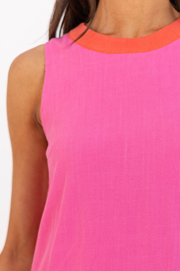 At The Edge Fuchsia Shift Dress