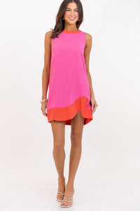 At The Edge Fuchsia Shift Dress