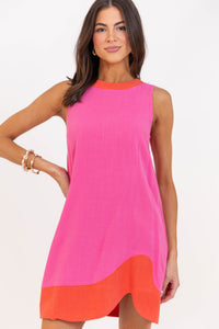 At The Edge Fuchsia Shift Dress