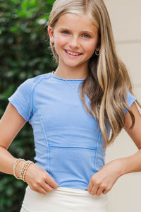 Girls: Never Slowing Down Blue Top