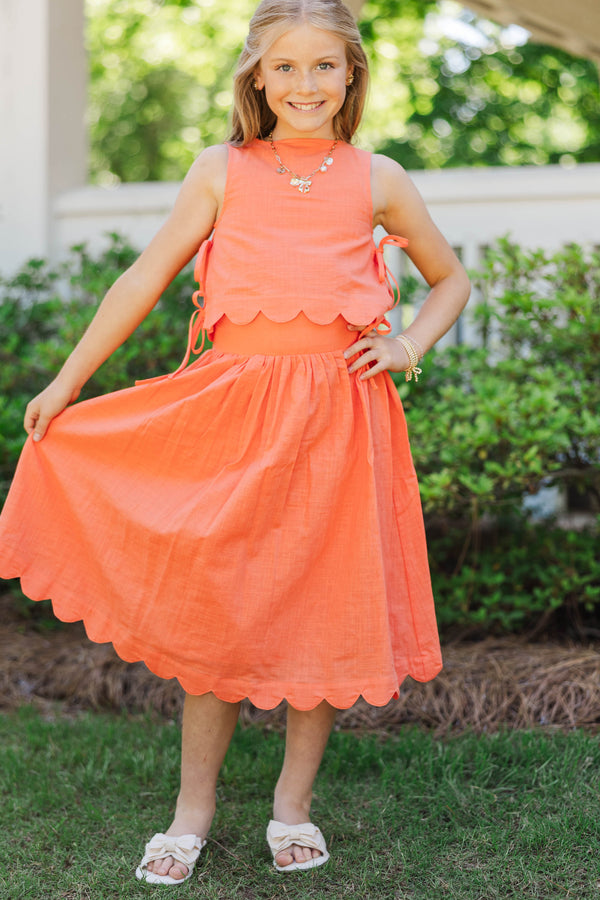 Girls: From The Inside Out Orange Scalloped Tank
