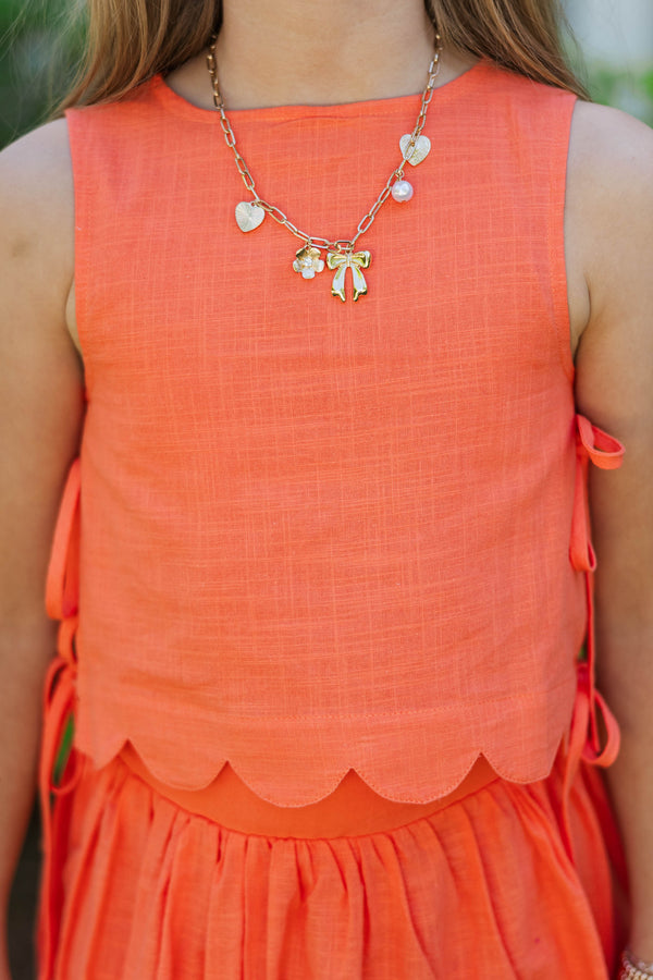 Girls: From The Inside Out Orange Scalloped Tank