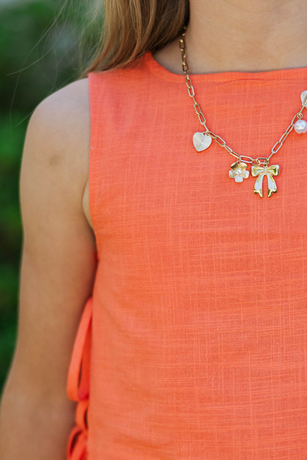 Girls: From The Inside Out Orange Scalloped Tank