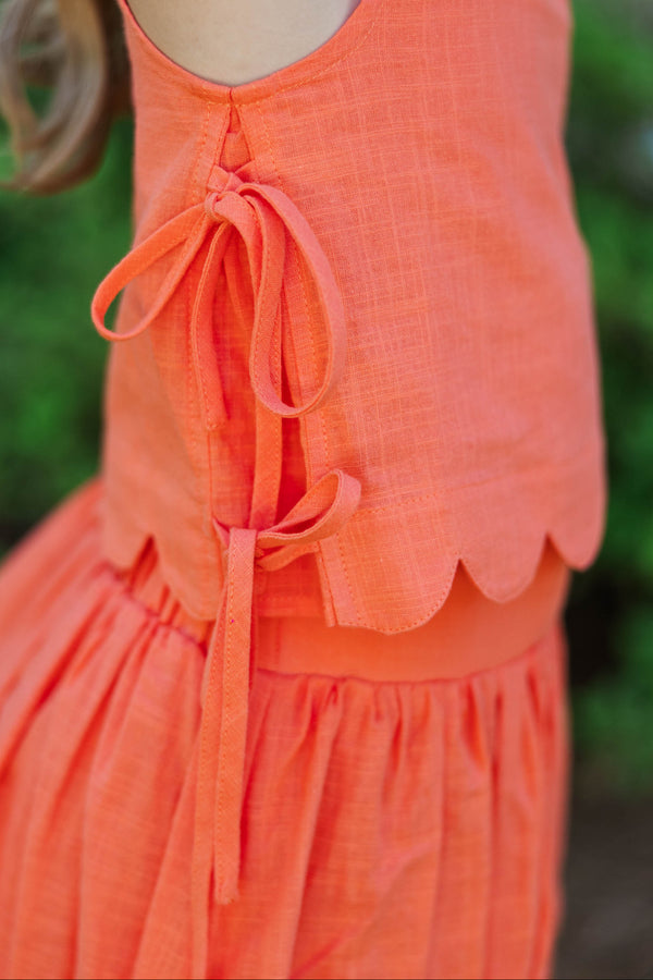 Girls: From The Inside Out Orange Scalloped Tank