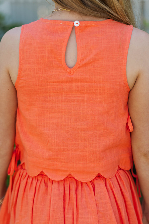 Girls: From The Inside Out Orange Scalloped Tank