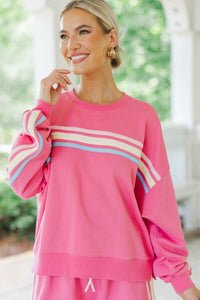 The Weekend Pink Striped Sweatshirt