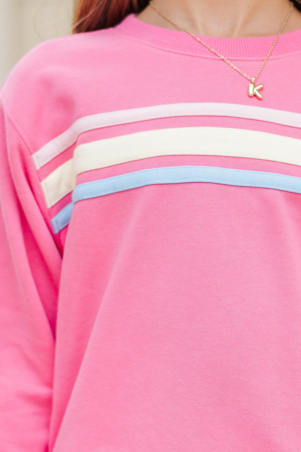 Girls: The Weekend Pink Striped Sweatshirt