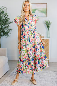 NURSING COLLECTION: Real Love Blue Watercolor Floral Midi Dress