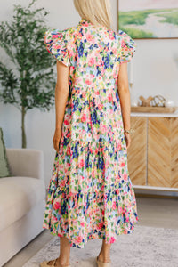 NURSING COLLECTION: Real Love Blue Watercolor Floral Midi Dress