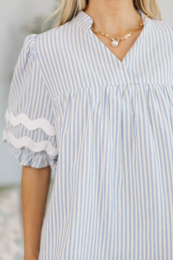 NURSING COLLECTION: Can't Give You Up Light Blue Striped Blouse
