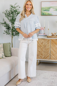 NURSING COLLECTION: Can't Give You Up Light Blue Striped Blouse
