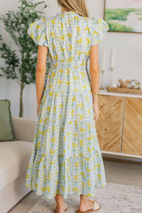 NURSING COLLECTION: Coming Back For You Light Blue Butterfly Tiered Midi Dress