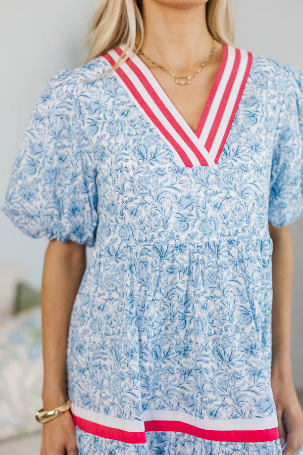 NURSING COLLECTION: For A While Light Blue Toile Dress