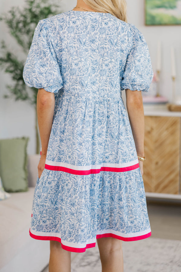 NURSING COLLECTION: For A While Light Blue Toile Dress