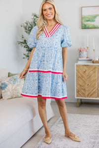 NURSING COLLECTION: For A While Light Blue Toile Dress