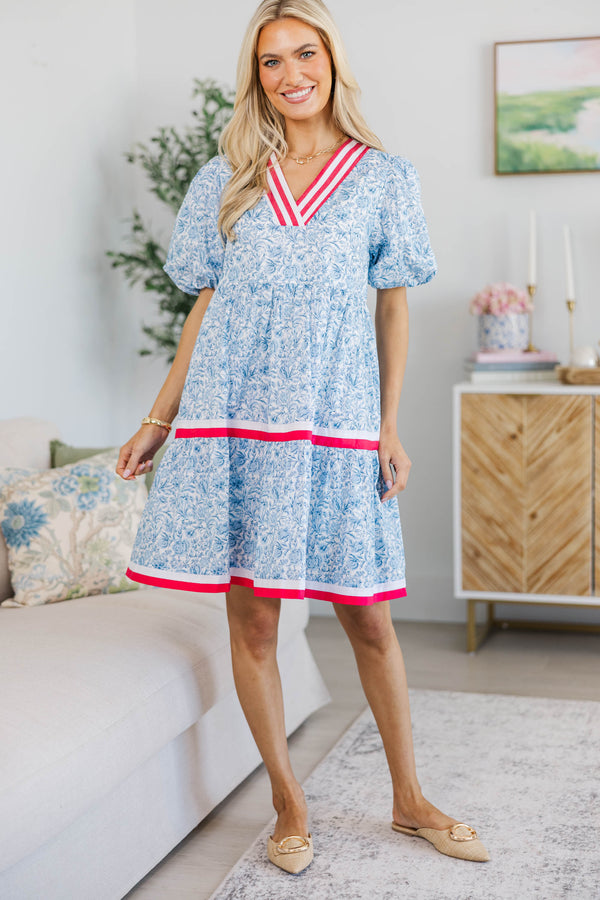 NURSING COLLECTION: For A While Light Blue Toile Dress