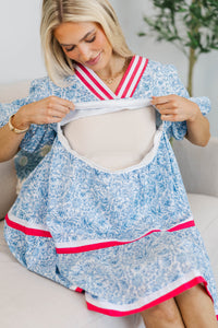 NURSING COLLECTION: For A While Light Blue Toile Dress