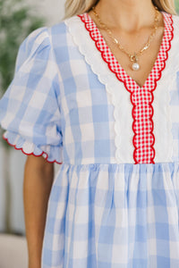 NURSING COLLECTION: The Ground Up Light Blue Gingham Blouse