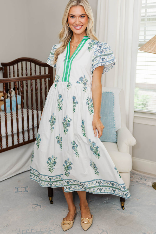 NURSING COLLECTION: At The Ready White Medallion Midi Dress