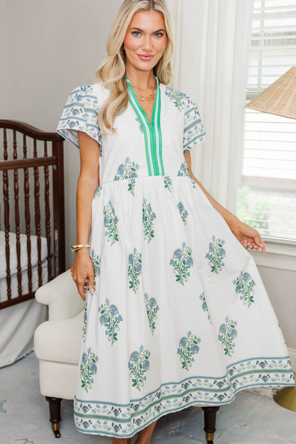 NURSING COLLECTION: At The Ready White Medallion Midi Dress
