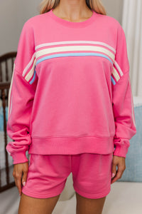 NURSING COLLECTION: The Weekend Pink Striped Sweatshirt