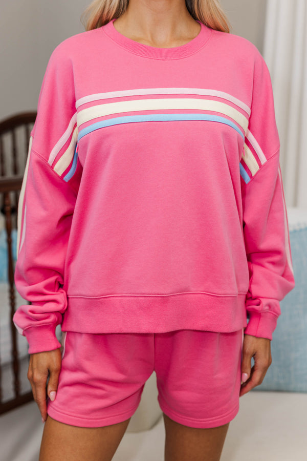 NURSING COLLECTION: The Weekend Pink Striped Sweatshirt