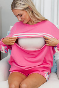 NURSING COLLECTION: The Weekend Pink Striped Sweatshirt