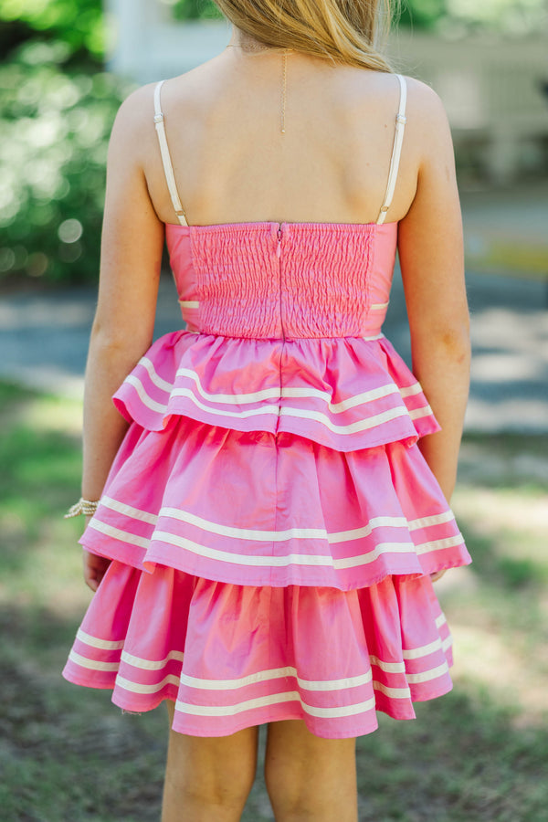 Girls: The Cool Factor Pink Scalloped Tiered Mini Dress