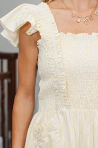 NURSING COLLECTION: All For Today Yellow Striped Midi Dress