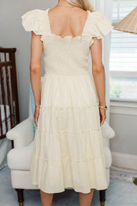 NURSING COLLECTION: All For Today Yellow Striped Midi Dress