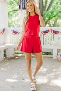 Play It Cool Red Shorts