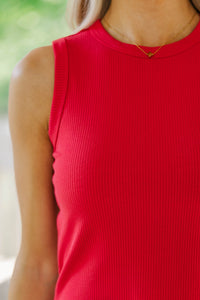 Catch Me If You Can Red Ribbed Tank