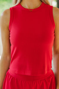 Catch Me If You Can Red Ribbed Tank