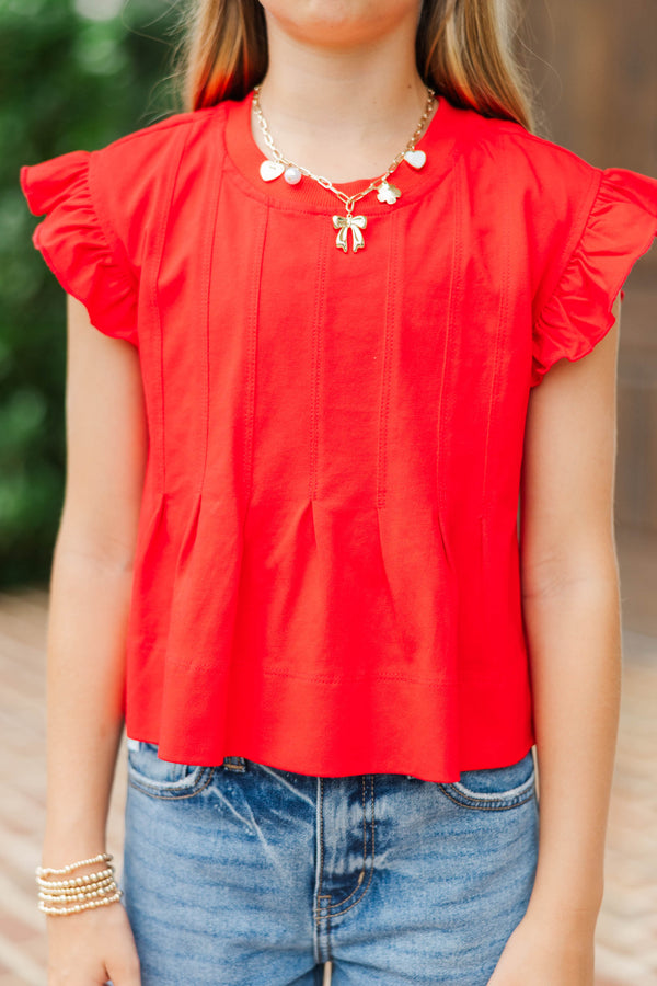 Girls: Sweet Daydream Red Pleated Tee